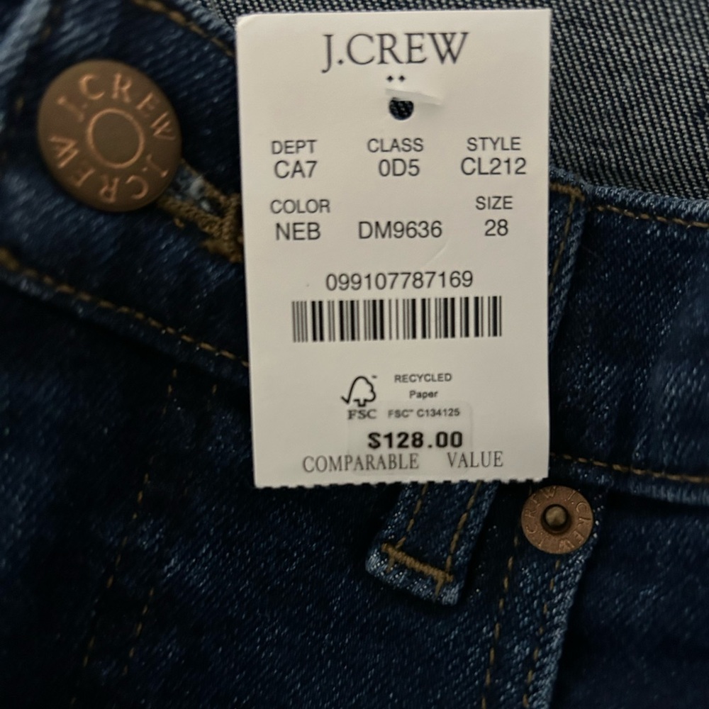 NWT J Crew Classic Vintage Raw Hem Dk Blue Jean 28 and 29 - Picture 9 of 12